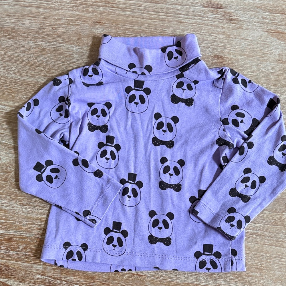 Mini Rodini Panda Print Turtleneck Top 3T
